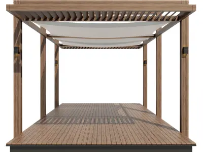 Pergola outdoor canopy with wooden frame 3D model