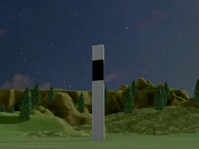 Delineator posts with yellow-orange reflectors R Low-poly 3D model