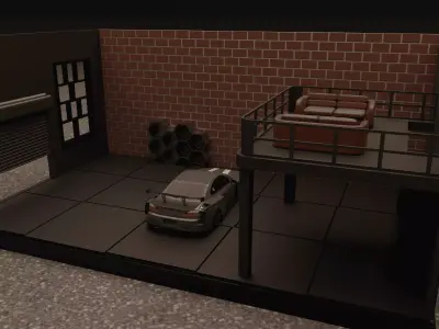 Modular Industrial Garage 1 64 Scale Diorama LED Ready 3D Print 3D print model