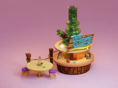 A bong shop blender lowpoly Low-poly 3D model