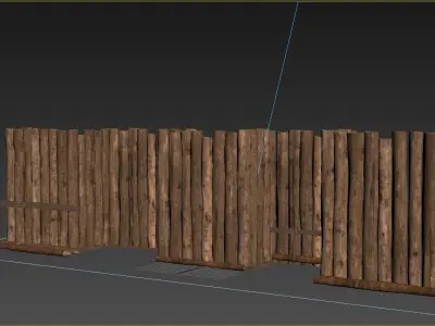 trench wooden fence made of logs 3D model