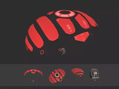 Scifi Parachute A04 Projection  - Character Accessories Design Low-poly 3D model