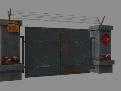 RoadBlock Gates Low-poly 3D model