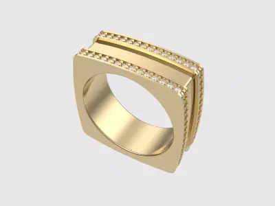 Contemporary Square Gemmed Ring JDBCo 3D print model