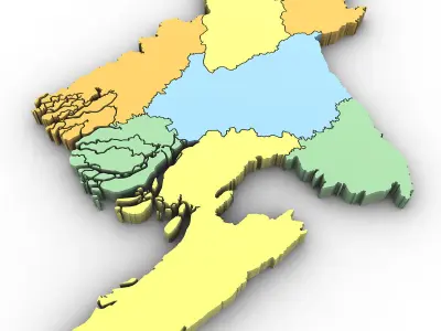3d Political Map of Bangladesh 3D model
