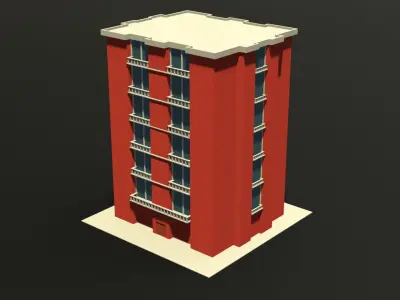 apartment building  Free low-poly 3D model