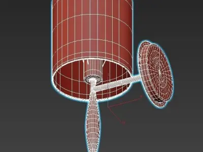 SLENDER wall sconce with wooden shade and brass finish 3D model