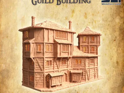 Adventurer Guild Building Tabletop Terrain 28 MM 3D print model