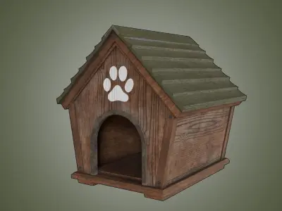 Outdoor Wooden Dog House 3D model