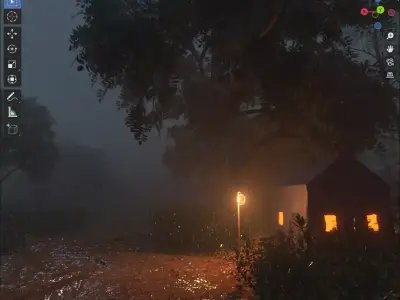 Cinematic Blender forest Environment Fog Lighting  Vegetation 3D model