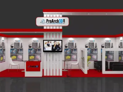 Exhibition stall 8 mtr x 3 mtr 1 side open 3D model