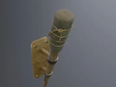 Medieval torch for game Low-poly 3D model