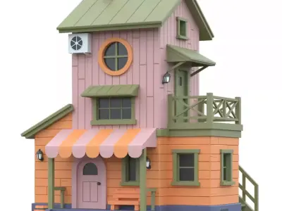 Wooden Cabin House with UV 3D Model Pack