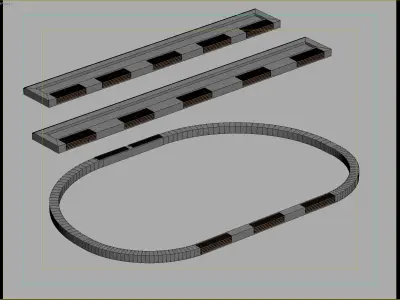 Concrete Bench Set with Integrated Wooden Seating 3D model