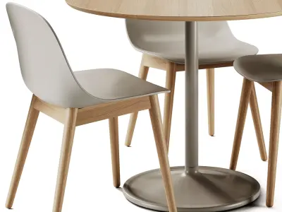 Muuto Fiber Chair and Soft Cafe Table 3D model