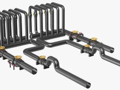 Black Industrial Pipes Model 3D model