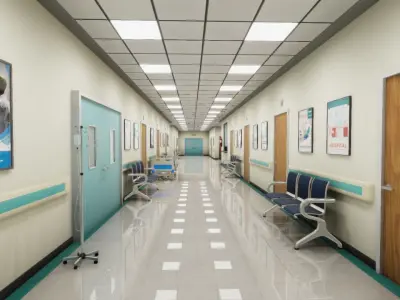 Hospital Hallway Low-poly 3D model