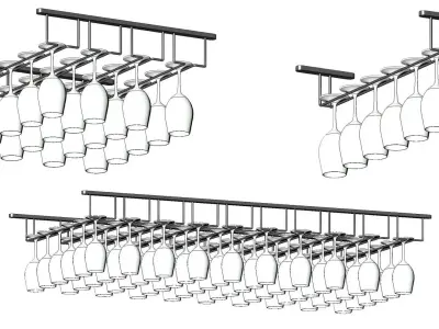 Wine Glass Bar Hanger Rails 3D model