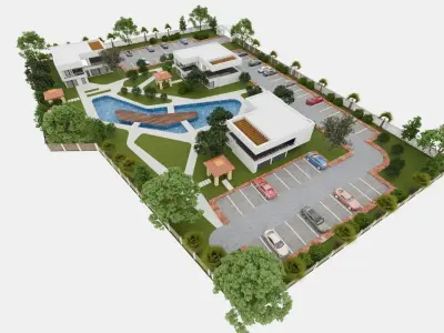 Modern Residential and motel complex 3D model