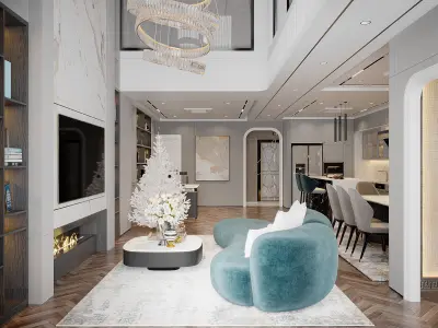 PENTHOUSE modern kitchen with wood floors 3D model