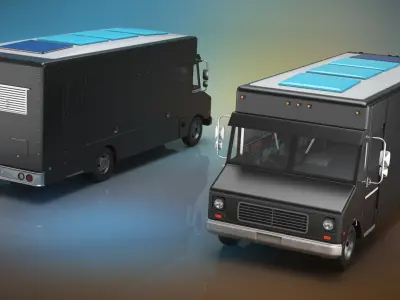  Fast Food Delivery Vehicle Black Simplified 