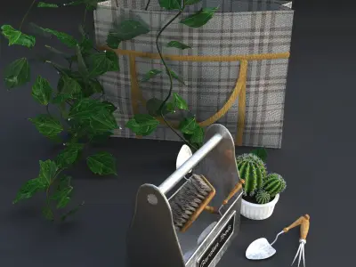 Garden tools decor set 3D model