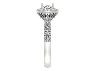 Elegant Vintage-Inspired Halo Diamond Engagement Ring 3D print model