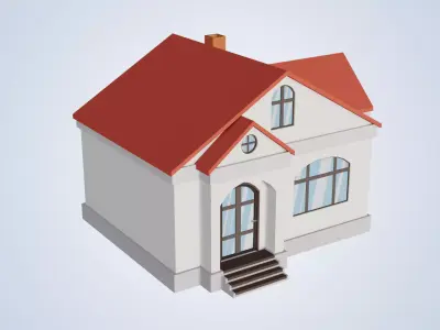 House with roof Low-poly 3D model