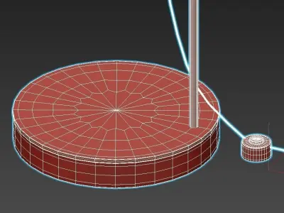 GRAFIT floor lamp with wooden base and light bulb 3D model