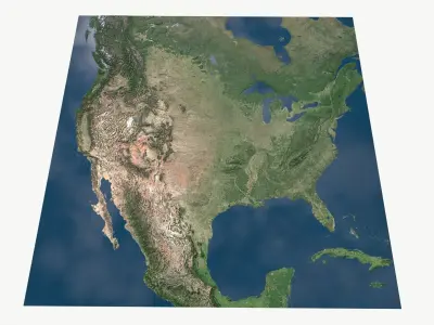  United States of America, Alaska, Hawaii with Canada, Mexico landscape PBR map 