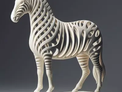 3129 Hollow Zebra with Cutout Stripes  3D Model  3d  stl 3D print model