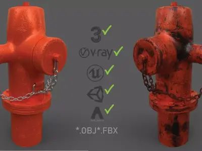 Hydarnt old rusty fire hydrant 3D model