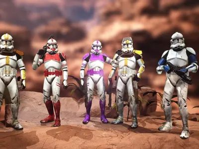 Star wars Clone trooper Phase 2 pack 2 Low-poly 3D model