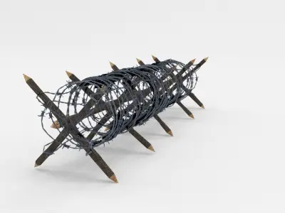 Low Poly Barb Wire Obstacle Low-poly 3D model