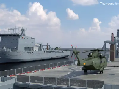  RFA Cardigan Bay Landing Ship with AW 101 Merlin Helicopter 