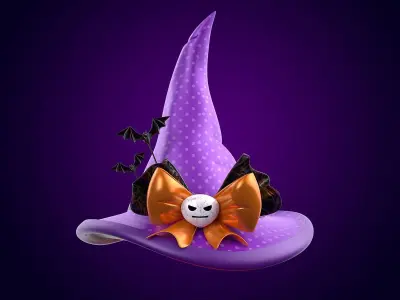 Halloween Pumpkin in a hat 3D model