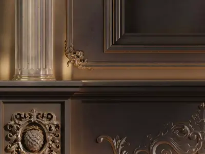 Baroque Wall Niche set 926 Low-poly 3D model