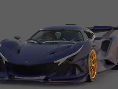 2018 Apollo Intensa Emozione Carbon Purple 3D Model  Hypercar Low-poly 3D model