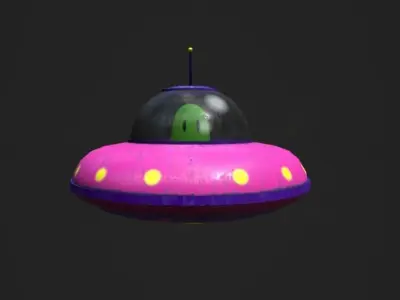 Sci fi Cartoon UFO lowpoly Low-poly 3D model