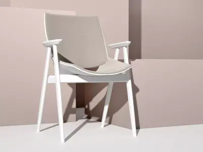 Shell Wood Armchair Upholstered Seat and Back 3D model