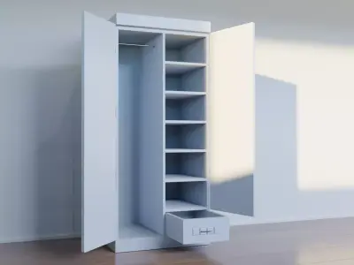 Modern White Wood Cabinet Low-poly 3D model