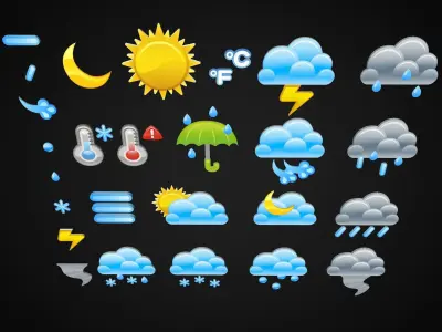 Cartoon Weather Icons Low-poly 3D model