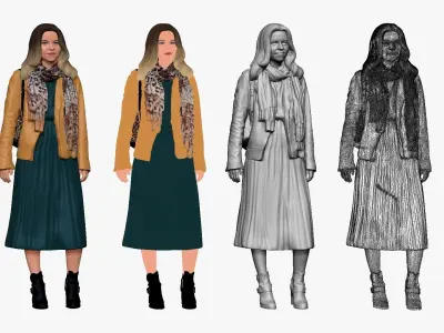 001209 woman in modern style ambre hairs 3D model