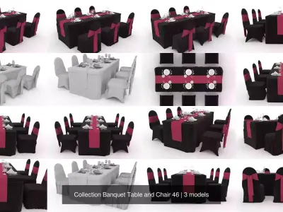 Collection Banquet Table and Chair 46 3D Model Pack