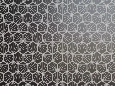 Modern Black Hexagonal Fan Pattern Tiles PBR Seamless Texture