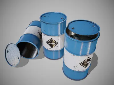 Barrels blue new Low-poly 3D model