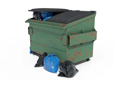 Garbage Dumpster with Bags 3D model