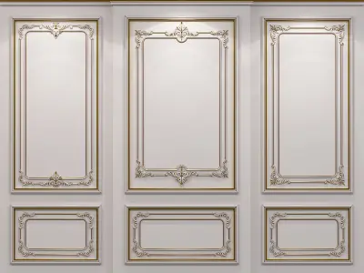 Wall molding 21 Boiserie classic panels Low-poly 3D model