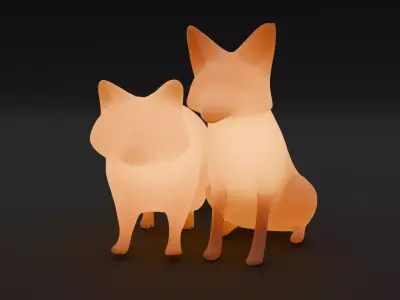 Indirect lighting of raccoon dog and fox 3D model