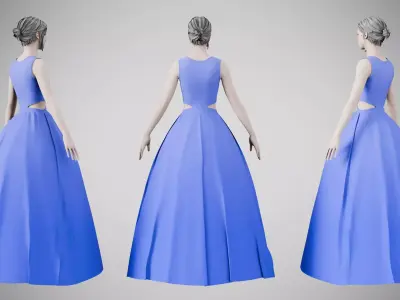 Dress 32 Very Light Blue Low-poly 3D model
